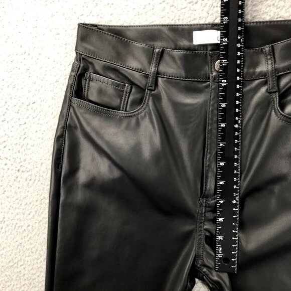 LOFT Womens Size 28/6 Black Faux Leather High Rise Straight Leg Ankle Pants - Picture 11 of 14